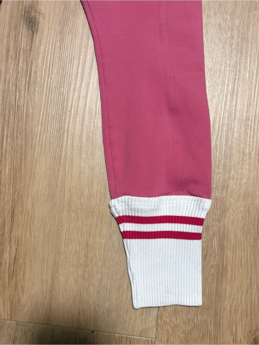 Bombshell Sportswear Rose Pink Joggers with Striped Rib Cuffs - Picture 4 of 5